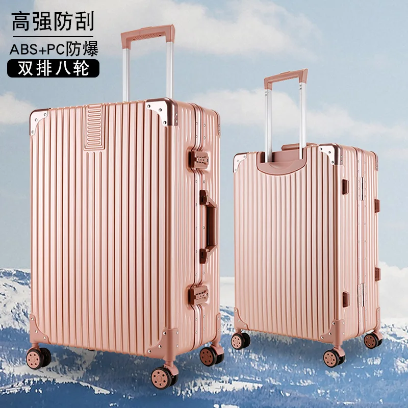 PLUENLI Luggage Trolley Case Female Universal Wheel Vintage Zipper Luggage and Suitcase Male Password Leather Case Trunk