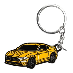 Sleek Metal Car Keychain - Stylish Auto Accessory with Ring (Yellow)