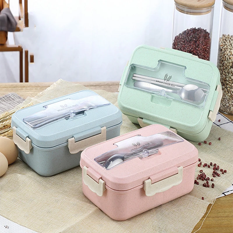 

Straw Dinnerware Food Storage Container Children Kids School Office Portable Bento Box Lunch Bag