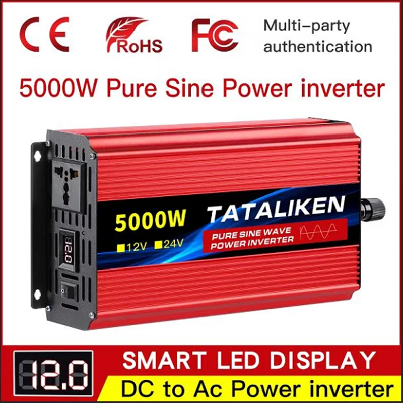 

Solar Car Inverter 4500W 5000 6000W 7000W Pure sine wave Inverter Converter DC 12V/24V to 220V with led Display tranfermer