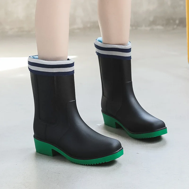 Brand New Mid-tube Rain Boots for Men Non-slip Thick Soled Work Water Shoes  Waterproof Casual Rain Boots Wellies