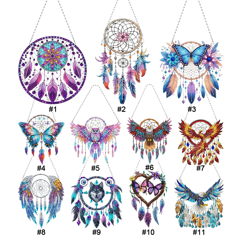 Wing Dream Catcher 5D DIY Diamond Painting Dots Pendant DIY Diamond Art Pendant Kit Diamond Painting Ornaments for Art Crafts