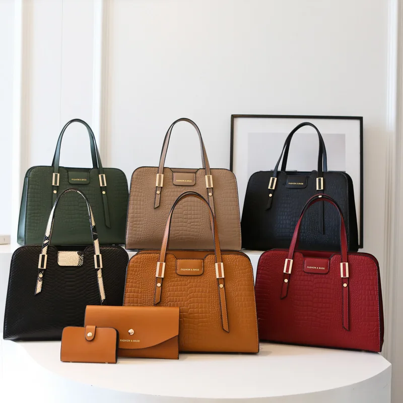 Set di borse da donna Borse con manico superiore a tracolla in pelle PU goffrata - immagine 2