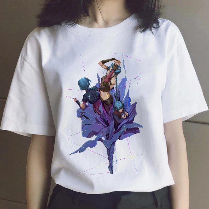 

Fashion New Jinx Arcane womensT Shirt Clothes Women Anime Manga Game Kawaii Print League of Legends Cartoons Casual T-shirt Tops
