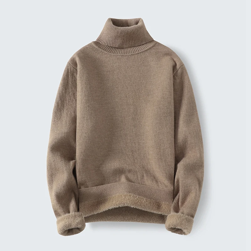 

Winter Sweater Men Fashion Slim Fit Fleece High Neck Turtleneck Knitted Pullovers Warm Mens Casaul Korean Style Knitting Outdoor