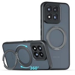 Enhanced Magnetic Shockproof Matte Phone Case with Rotating Ring Bracket - ELVEV Design for Xiaomi 17 Max (Black -with Ring)