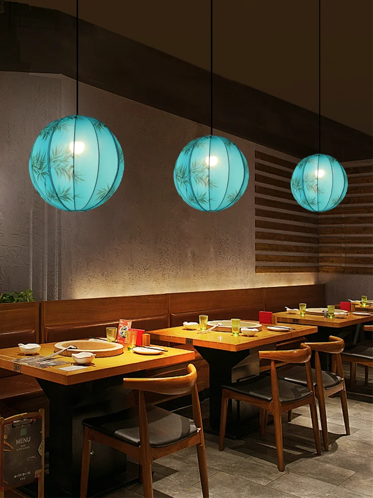 

New Chinese chandelier Chinoiserie style teahouse fabric chandelier retro simple decorative lamps