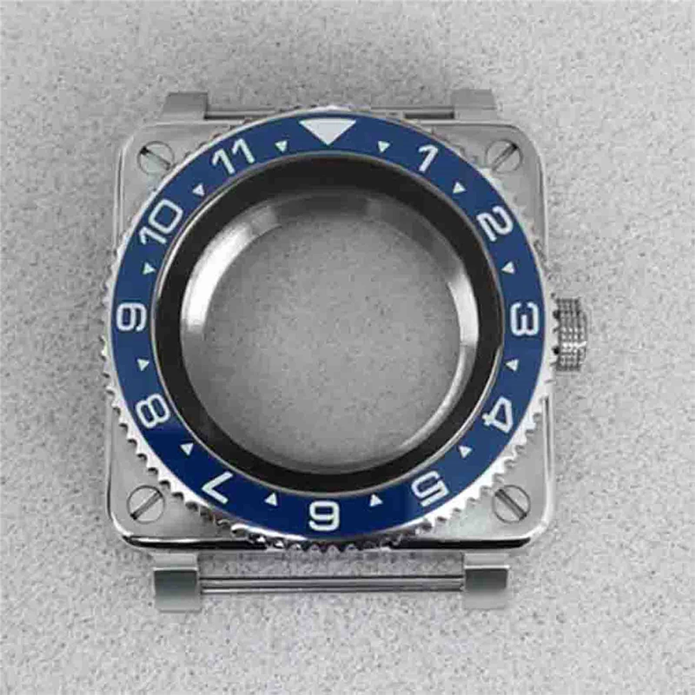 42mm Stainless Steel Square Case + Sapphire Glass + Black Inner Ring