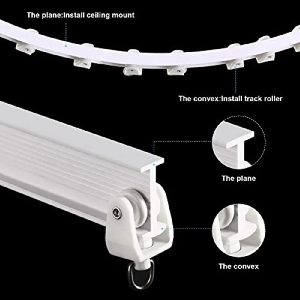 Curtain Rail White Modern Style Visible Track Nano Silencer Curtains Accessories Plastic Bendable Curtain Track