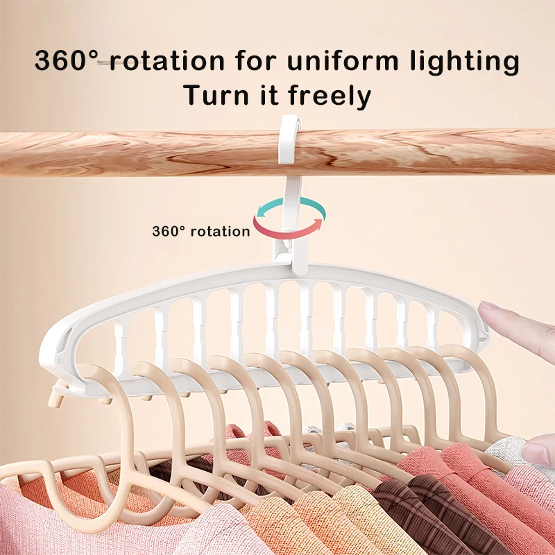 Rotating Folding Clothes Hanger Closet Organizer Multi-port Clothing Drying Rack Foldable Plastic Scarf 11-hole Storage Hangers 3