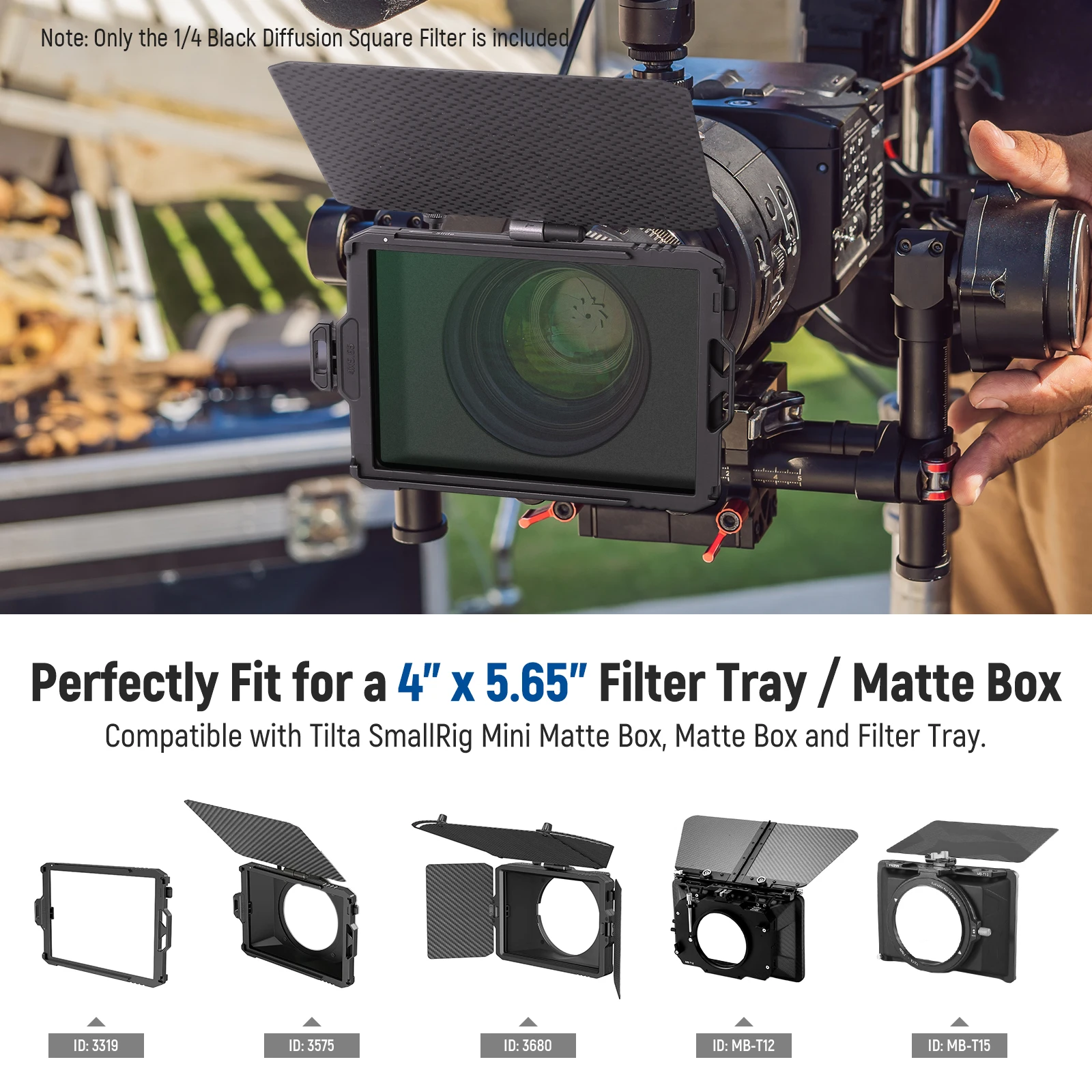Neewer 1/4 Black Diffusion Mist Dreamy Effect 4"x5.65 Cinema Square Filter with HD Optical Glass For Matte Box Photo Videography 3