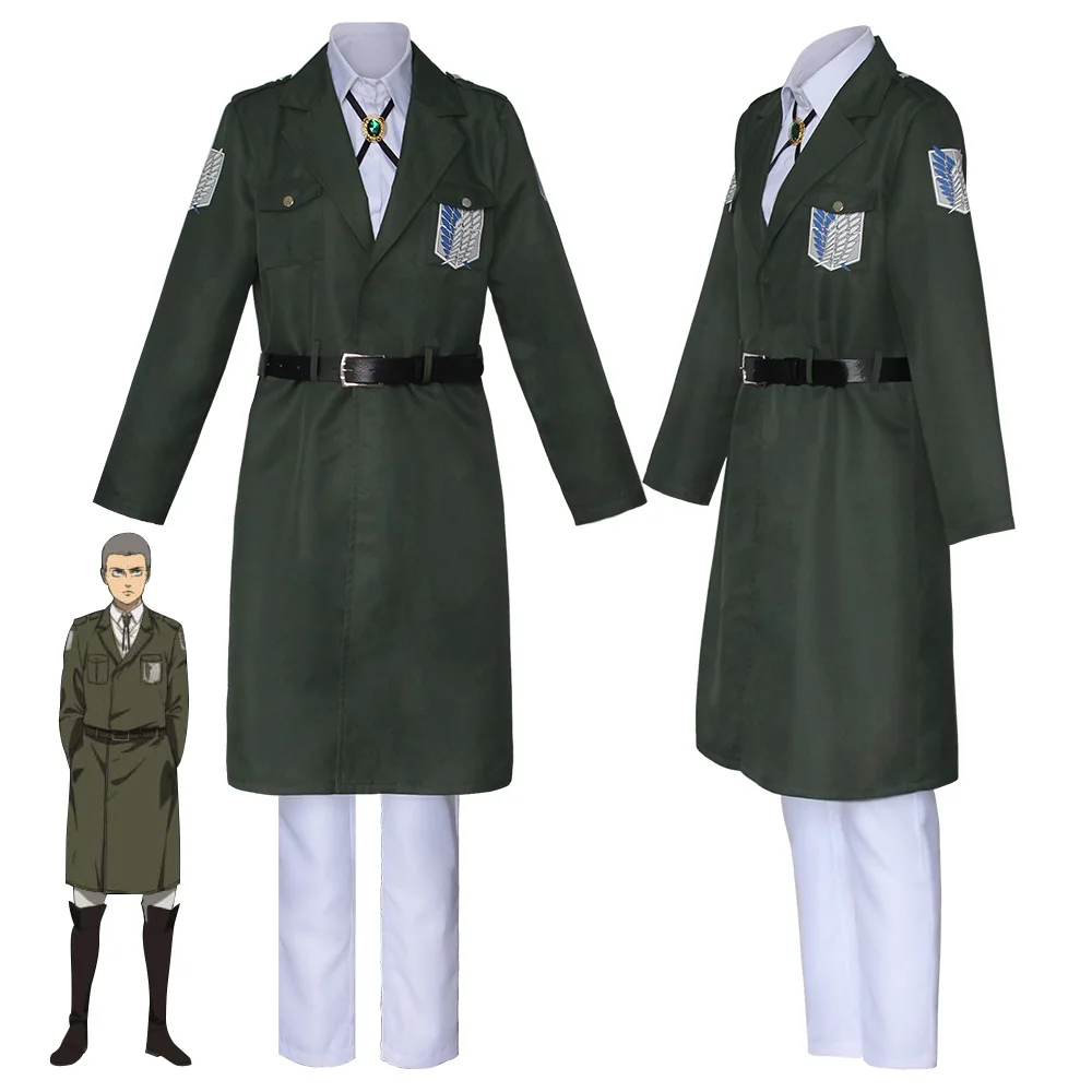 

Attack Titan On Cosplay Levi Costume Shingek No Kyojin Scouting Legion Soldier Coat Trench Jacket Uniform Men Halloween Outfit