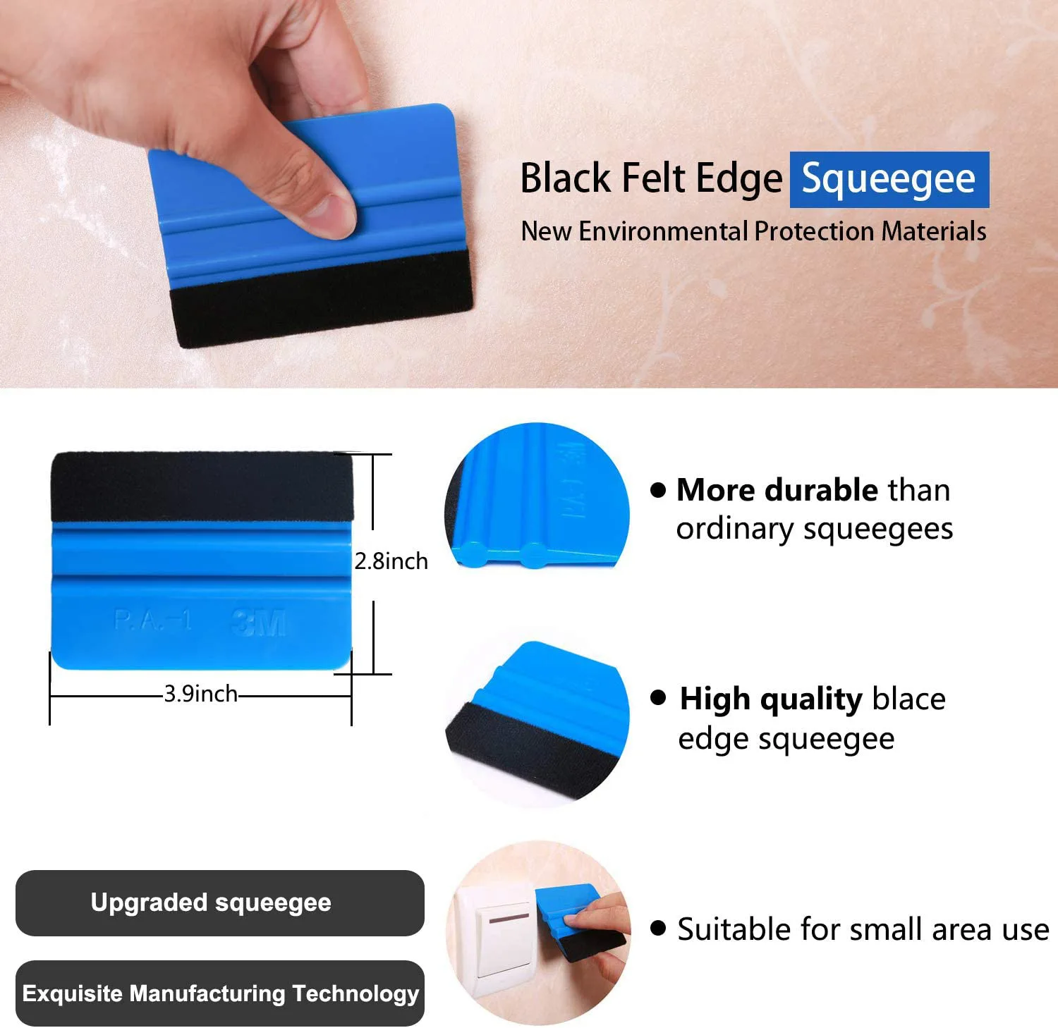 KTM 10pcs Car Window Tinting Tool Kit Film Smoothing Tool  Vinyl Felt Squeegee Glass Scraper Vinyl Cutter Carving Knife&Blades F 3