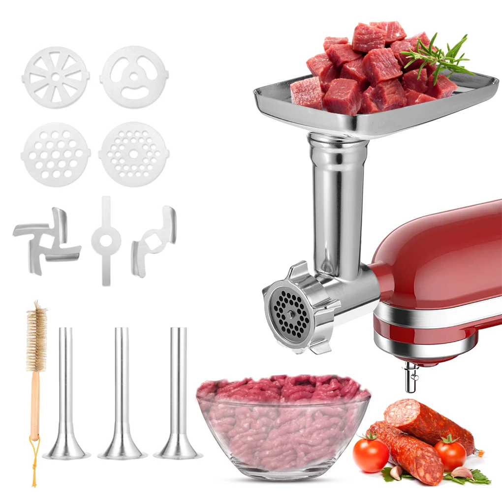 Kitchenaid 4.5qt 5qt 6qt 7qt Stand Mixer Metal Food Grinder Attachment  Slicer And Shredder Meat Sausage Stuffer Tubes Chef parts - AliExpress