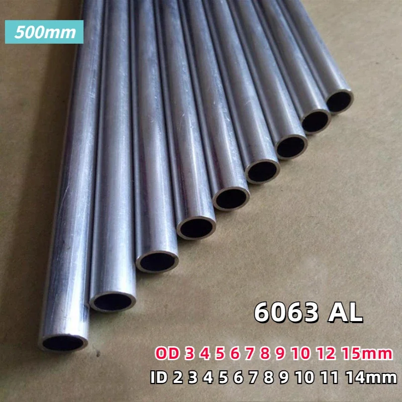 Aluminium Tube 4/8PCS 6063 Aluminum Alloy Round Tube 3 4 5 6 7 8 9 10 12 15mm OD 2 3 4 5 6 7 8 9 10 11 14mm ID 500mm Length