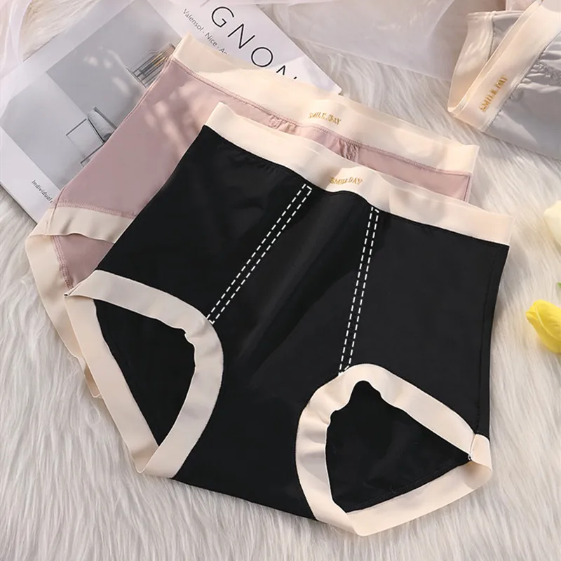 

High Waist Plus Size Women Panties Summer Comfortable Solid Color Briefs Female Underpants for Girl Seamless Lingerie