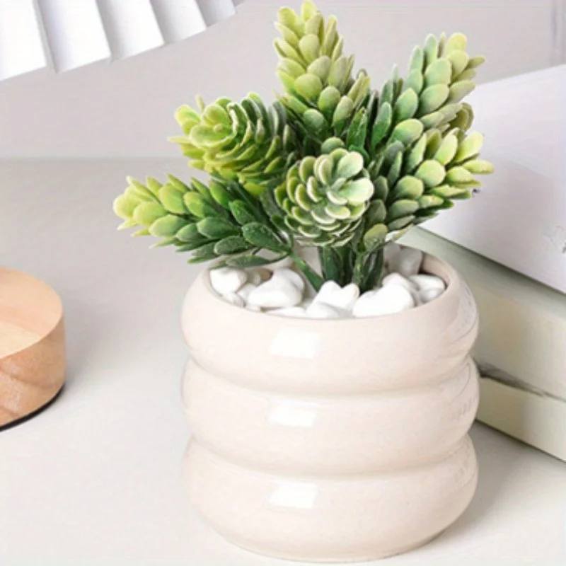 Ceramic creative succulent circle flowerpot simple desktop decoration 6