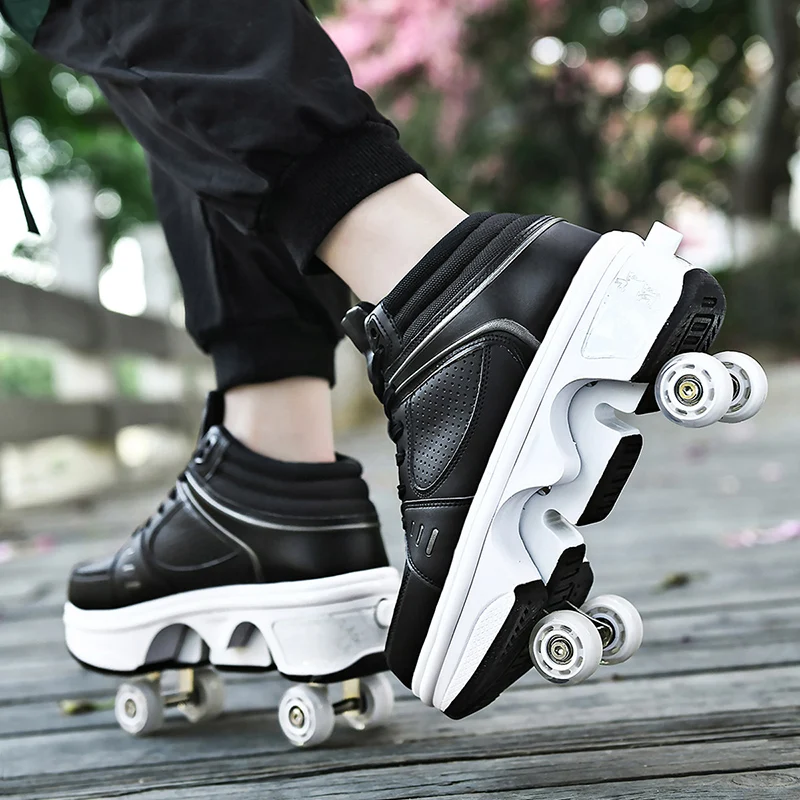 Zapatillas de deporte ruedas niños y niñas, zapatos deformables con 4 ruedas, de doble uso, para exteriores, con luces de colores recargables, regalo 2022 _ - AliExpress Mobile