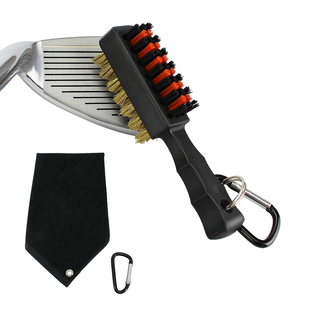 Golf Brush Golf Club Head Cleaning Brush Double Side Brass Nylon Golf Groove Cleaner with Keychain Drop Ship