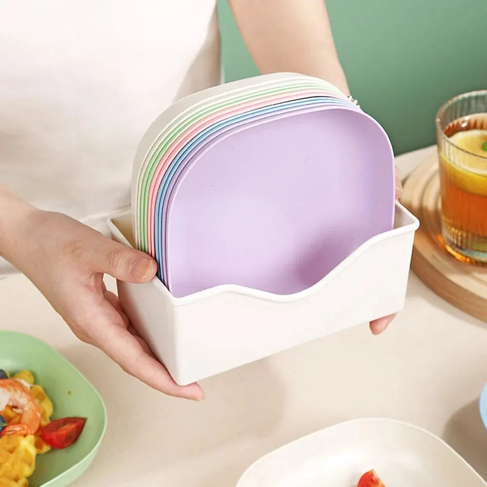 10Pcs Plastic Dinner Plates Multi-function Spit Bone Dish Round Square Set