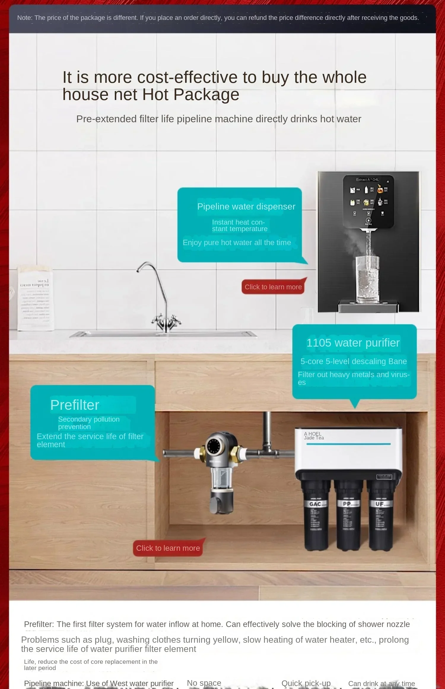 Angel water purifier household direct drinking kitchen water purifier reverse osmosis with bucket descaling double outlet