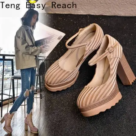 Spring and Autumn New Style Fashion Round Head High-heeled Women's Shoes Shallow Mouth Buckle Sexy Party Thick Heel Women Shoes