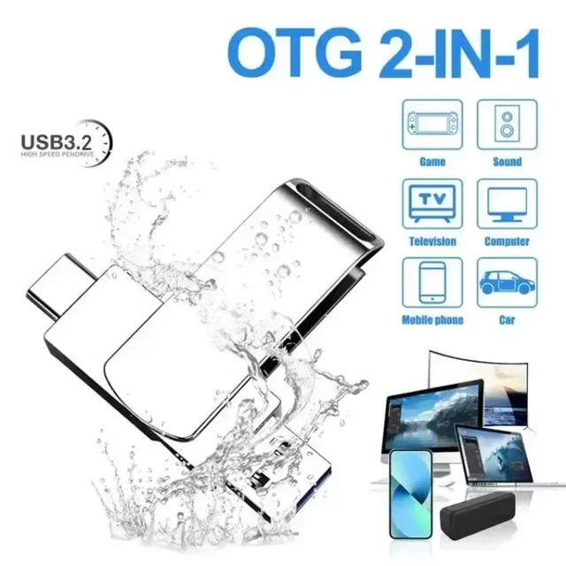 For Xiaomi 16TB USB 3.2 Flash Drives U Disk 2TB High Speed Metal Pendrive WaterProof Type-C Memoria USB Stick USB Drives 4TB 2TB 2