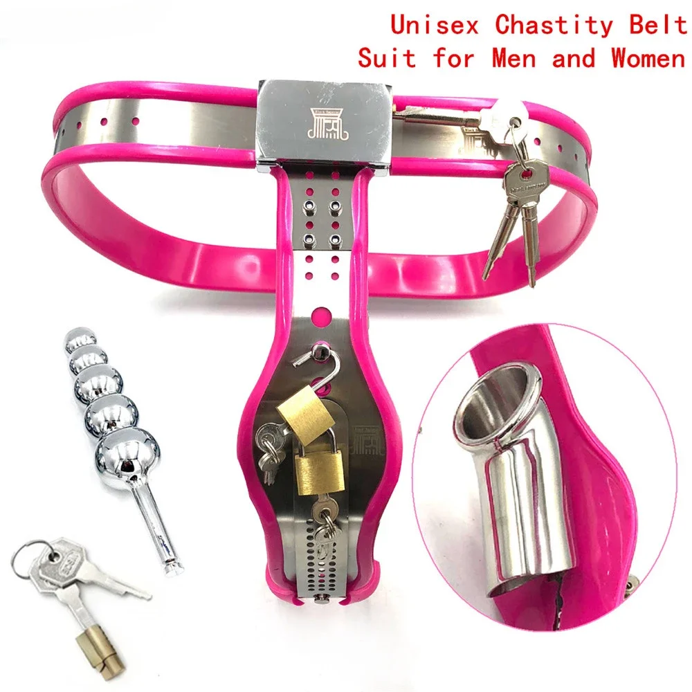 

Stainless Steel Chastity Belt Cage Metal Lock Device Panties Anal Beads Butt Plug Dildo BDSM Bondage Sex Toys for Women Adults