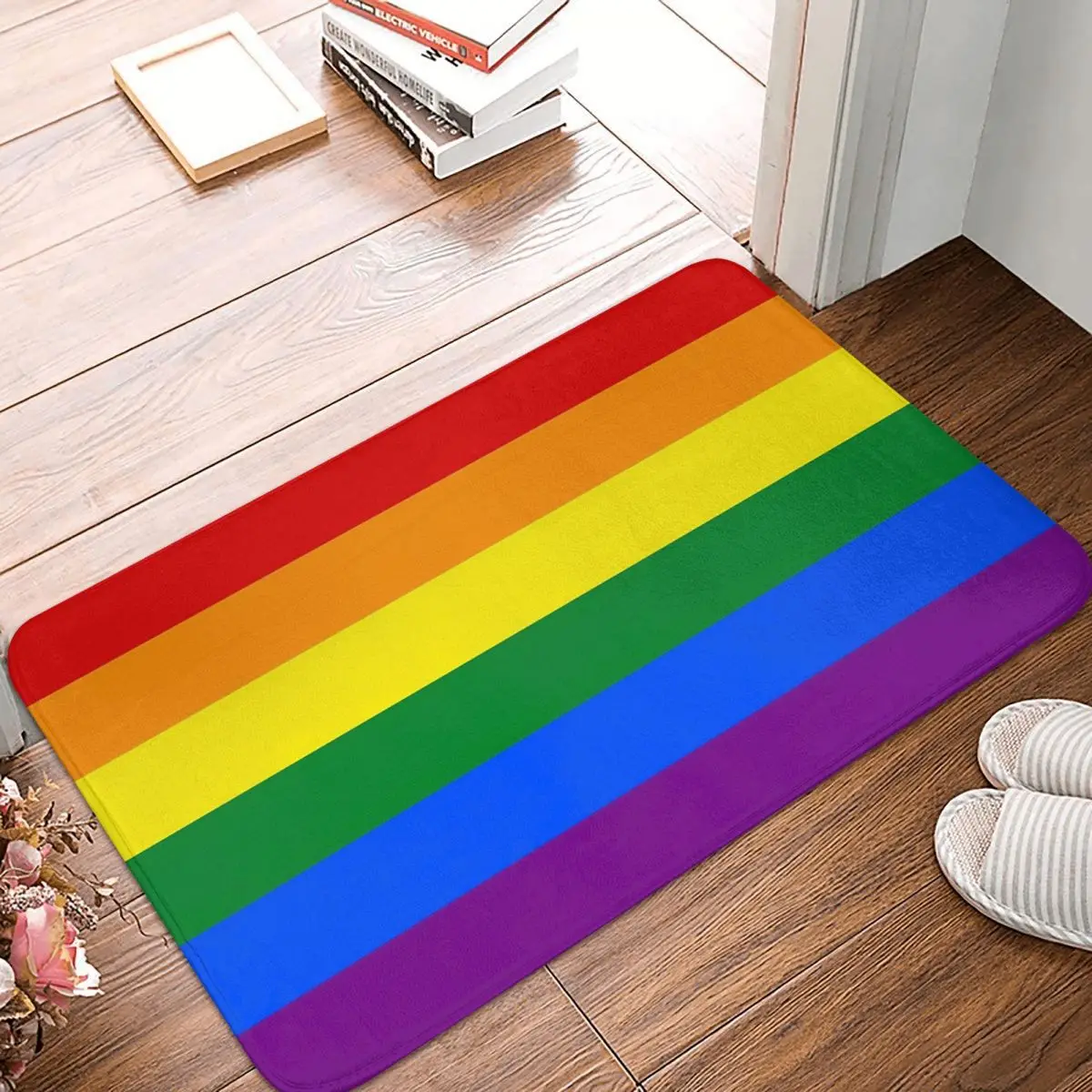 

Gay Pride Rainbow Logo Flag Doormat Rug carpet Mat Footpad Bath mat Non-slip toilet Balcony Parlor durable Washable