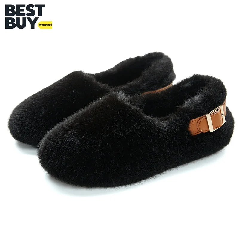 

Autumn and winter plush warm cotton slippers women's beanie shoes woolly shoes wear women's shoes flat cotton shoes