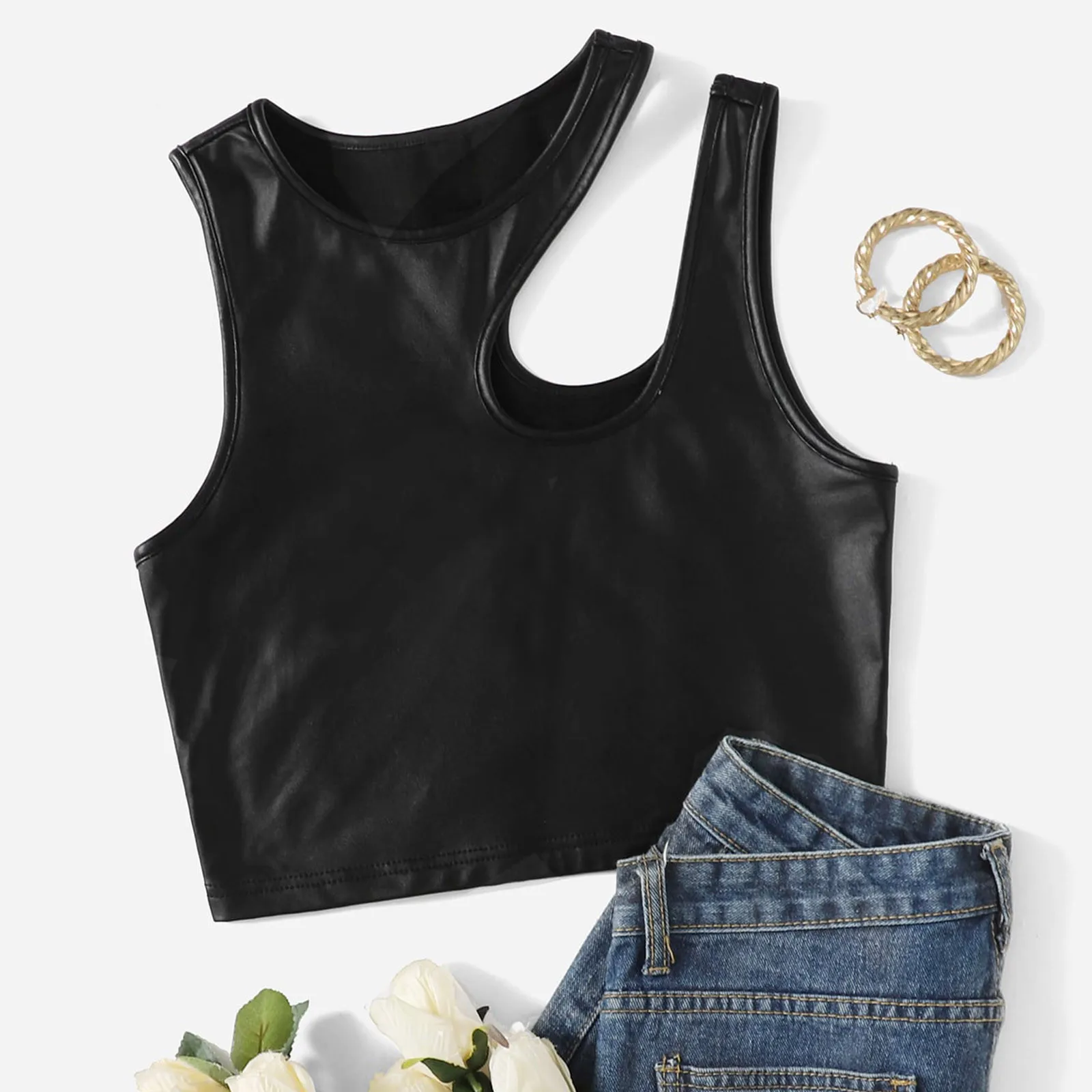 Leather Strap Tank Top