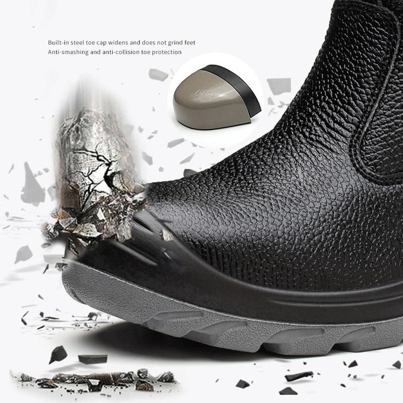 Men safety shoes waterproof security boots work shoes leather boots anti-smash anti-puncture industrial protective safety shoes