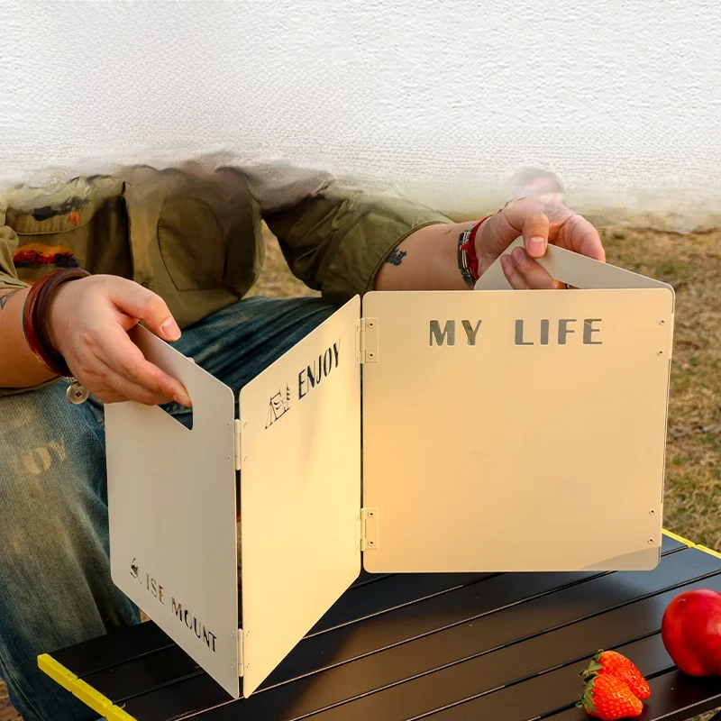 Outdoor Cam Wihield Card Staable Four Sles Thiened Heightened Fireboard Inteated Easy to Store Picnic Barbecue...