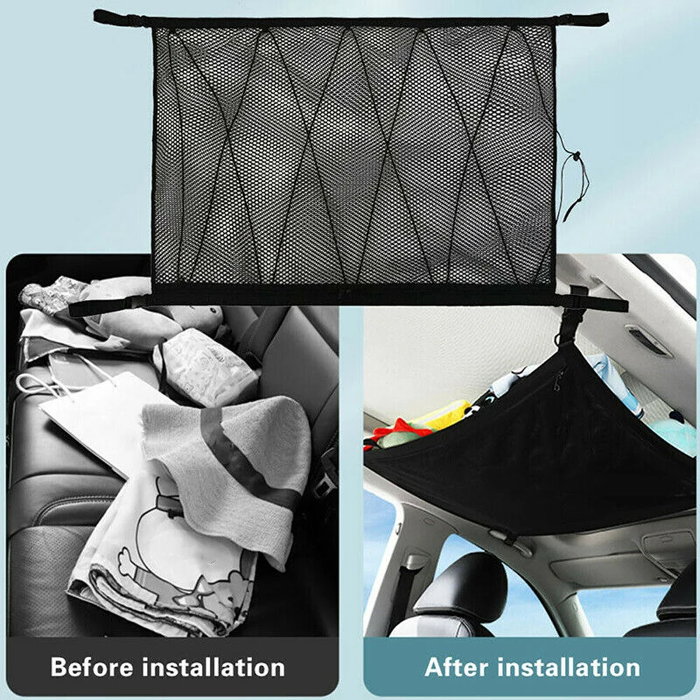 Filet de rangement de plafond de voiture SUV, sac de toit de voiture, filet  de cargaison intérieur, sac en maille respirant, rangement automatique,  accessoires d'intérieur - AliExpress