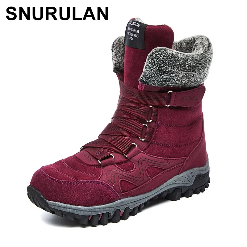 

SNURULAN Women's winter boots non-slip winter boots with thick soles Warm casual boots with fur for moms; ankle boots for women