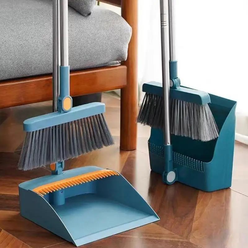 Broom and Scoop Set Folding Household Plastic Sweeping Kitchen Wood Floor Pet Hair Broom and Scoop Set Tools Cleaning Product