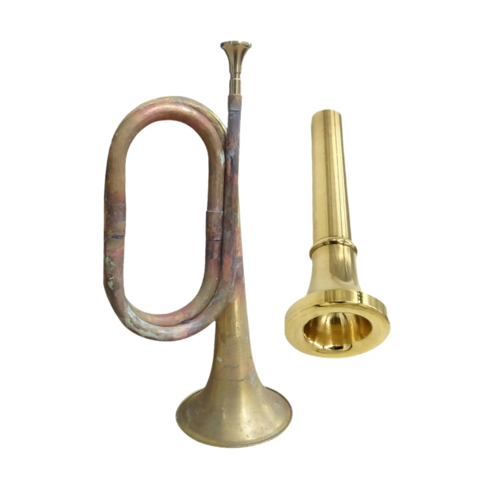 Blowing Bugle Cavalry Trumpet C Bugle Classic Mini Brass Instrument Marching for Stage Performance Adults Children Kids