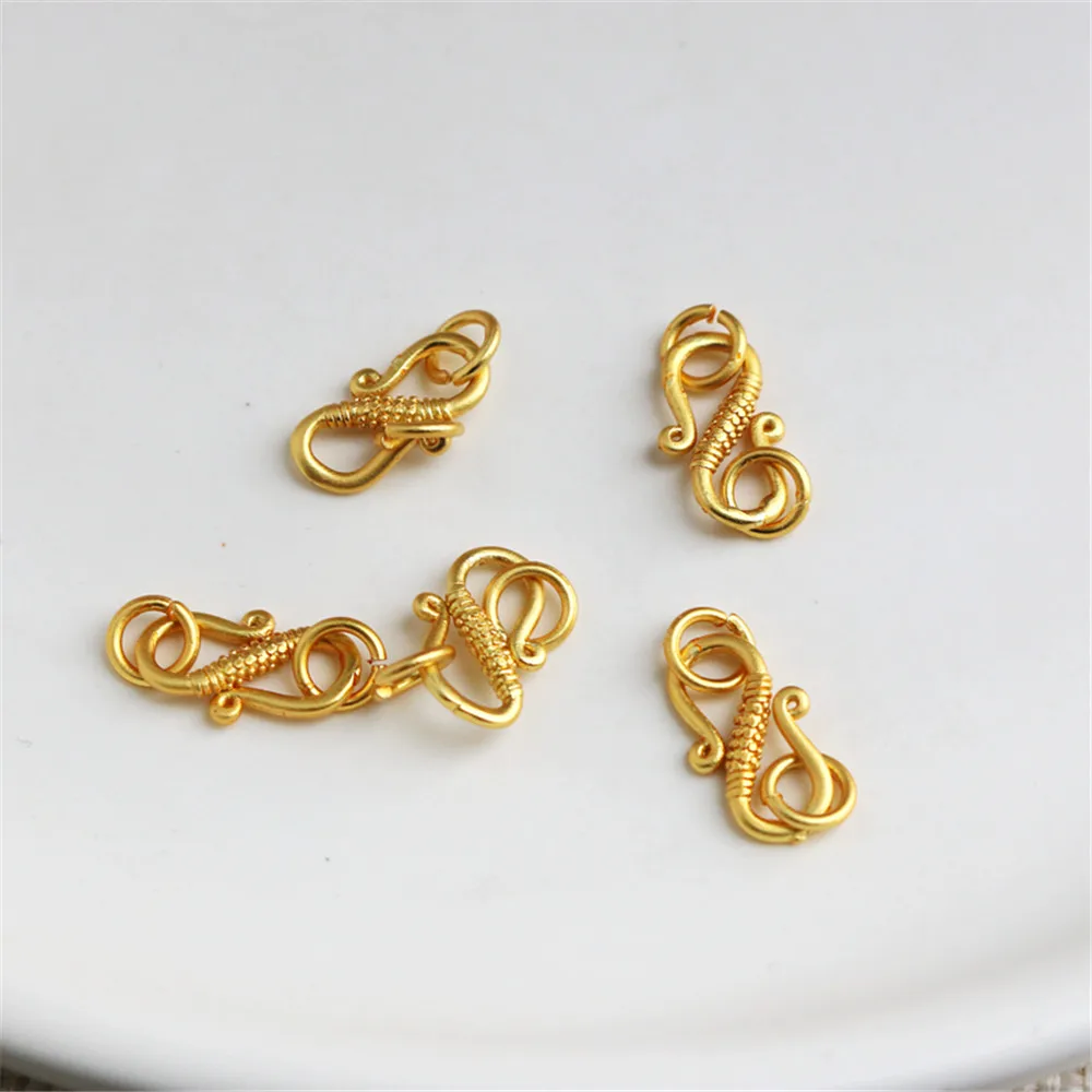 

18K dumb gold color S double loop link simple retro gold bracelet necklace hook DIY accessories accessories