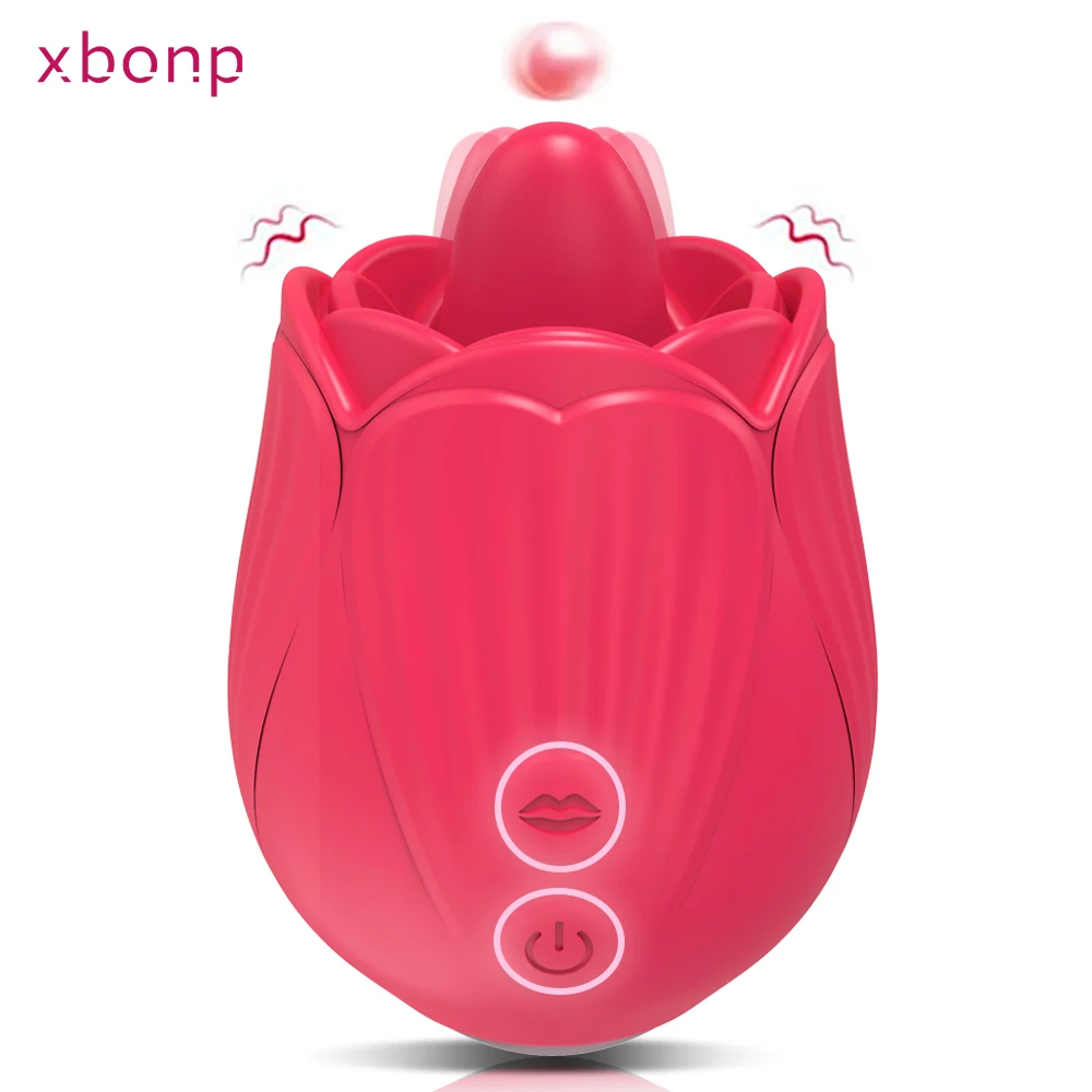 Rose Clit Vibrators for Women with Tongue Licking Vibrator Female  Clitoris Stimulator Massager Sexy Toys Good_voghion.com