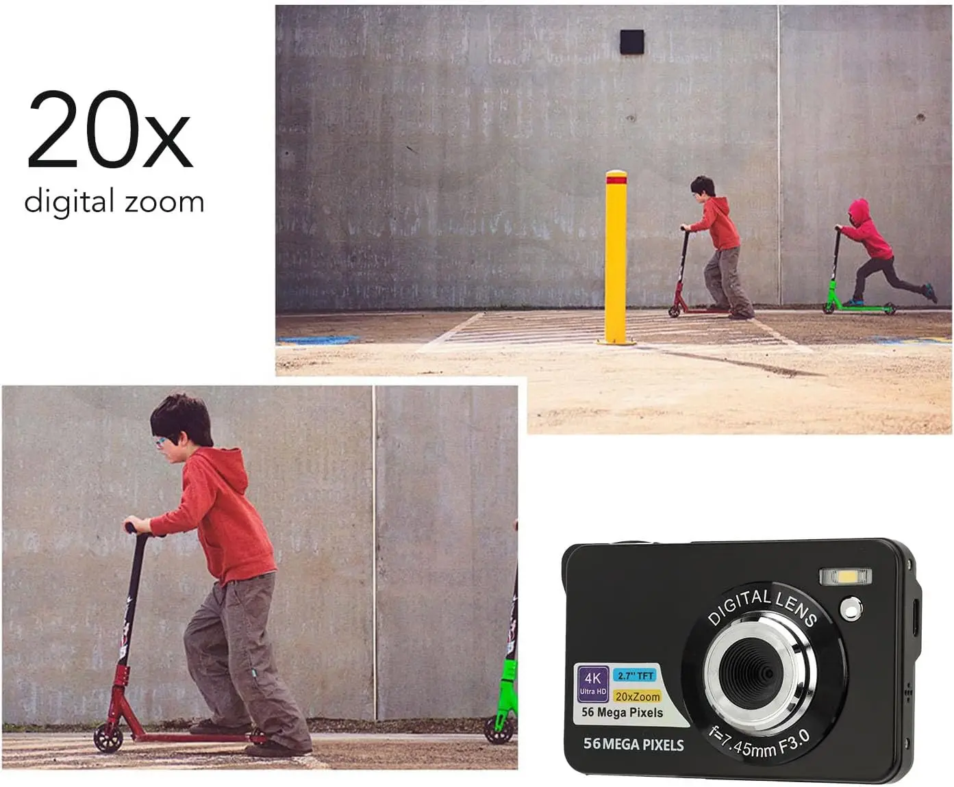 Kids Digital Camera - 4K UHD Camcorder With 20X Digital Zoom & Face Detect