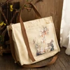 1pcs New Chinese Ancient Style Tote Shoulder Bag Hanfu Satchel Canvas Embroidery Large-capacity Handbag Zipper Crossbody Gift 1