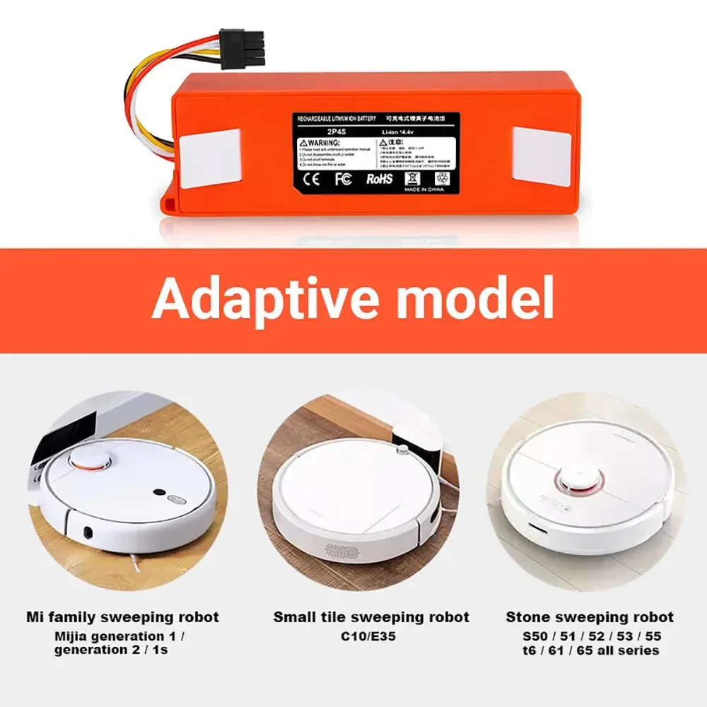 

BRR-2P4S-5200S 14.4V 12800mAh Robotic Vacuum Cleaner Replacement Battery For Xiaomi Roborock S55 S60 S65 S50 S51 S5 MAX S6 Parts