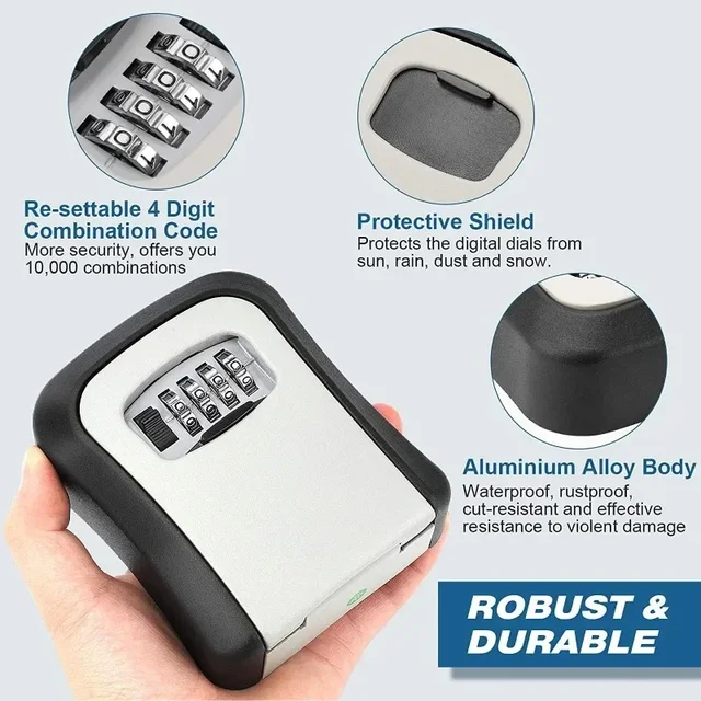 Waterproof Key Safe Storage Box Key Lock Box Wall Mount Key Lock Box 4 Digit Digit Password Security Lock Box Storage Box 1