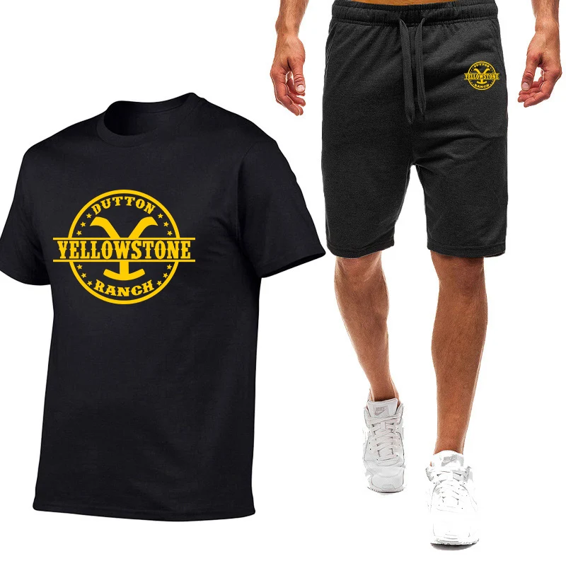 2024 New Men's American TV Huangshi Darden Ranch Summer Nine-color Short-sleeved T-shirt Shorts Simple, trendy, comfortable and
