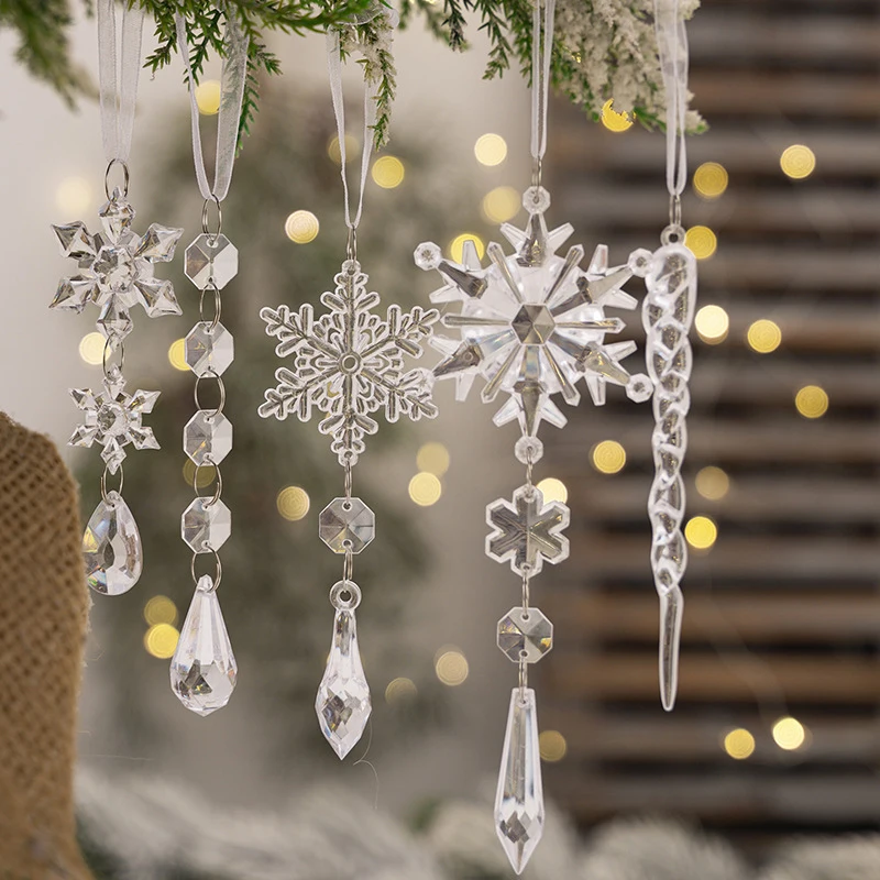 5Pcs Acrylic Simulation Icicle Ornaments | Christmas Tree Ice Strip Pendants  Icicle Strip Decorations for Holiday