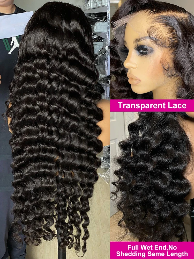 Human Hair Wig Loose Wave 13x6 HD Lace Frontal Wigs Loose Waves Brazilian Deep Wave Curly Wigs For Women