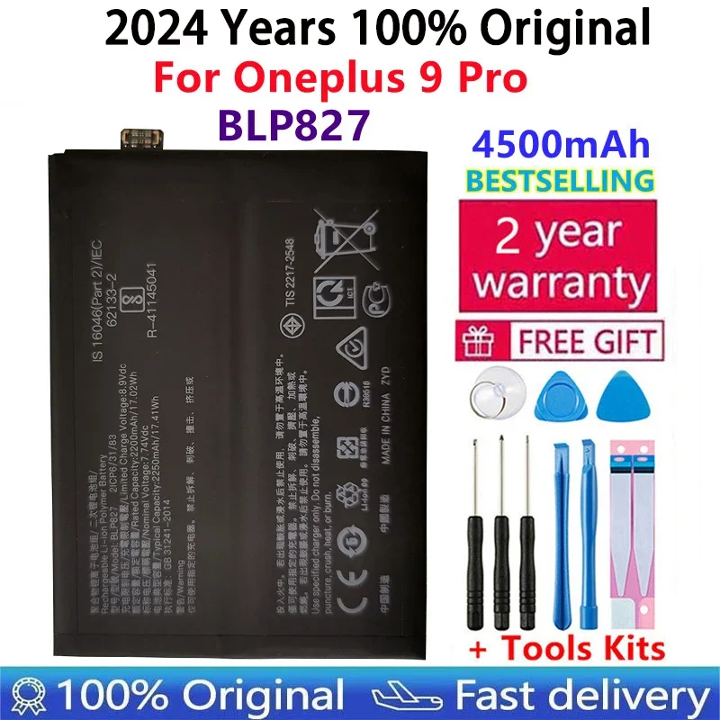 

2024 Years BLP827 4500mAh 1+ Original Battery For OnePlus 9 Pro One Plus 9Pro High Quality Phone Bateria Batteries Fast Shipping