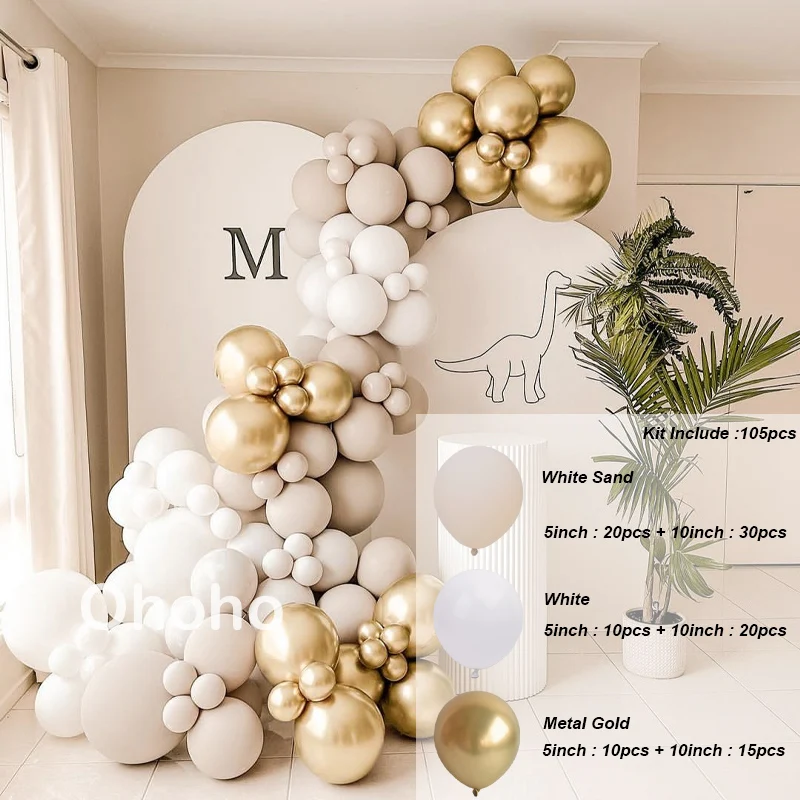105pcs Beige White