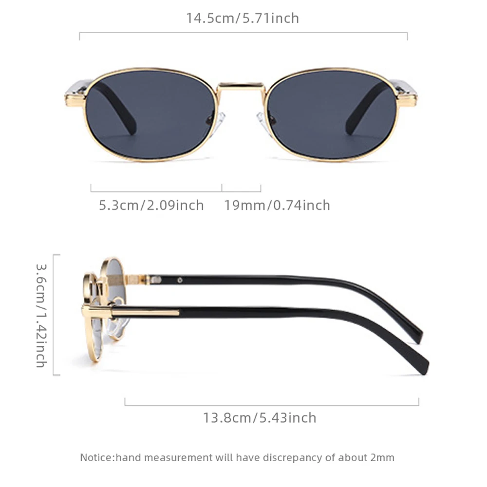 Vintage Oval Metal Sunglasses - Sleek Retro UV400 Protection Shades