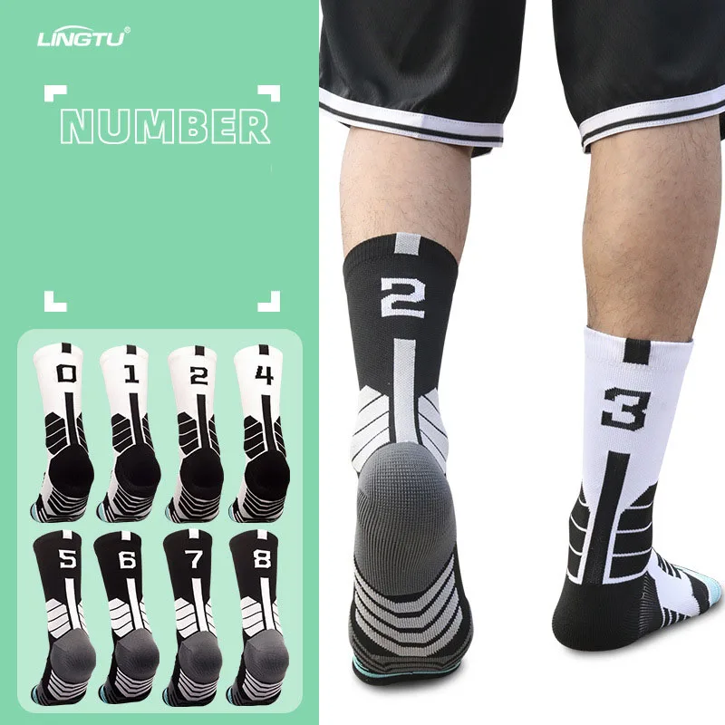 

1 Piece Summer Digital Basketball Socks Men Women Thickened Towel Bottom Sports Socks Elite Mid-Tube Socks SH11